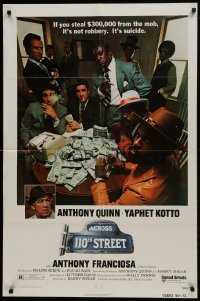 2f024 ACROSS 110th STREET 1sh 1972 Anthony Quinn, Yaphet Kotto has a HUGE pile of money!