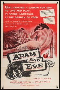 2f026 ADAM & EVE 1sh 1958 sexiest art of naked man & woman in the Mexican Garden of Eden!