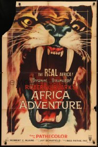 2f031 AFRICA ADVENTURE style A 1sh 1954 this is the REAL Africa, huge close up art of big cat!