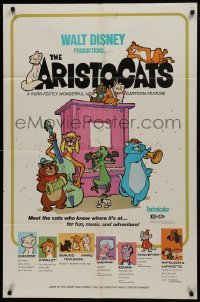 2f059 ARISTOCATS 1sh 1970 Walt Disney feline jazz musical cartoon, great colorful art!