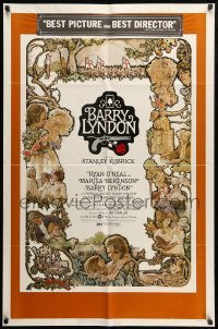 2f079 BARRY LYNDON 1sh 1975 Stanley Kubrick, Ryan O'Neal, great colorful art of cast by Gehm!
