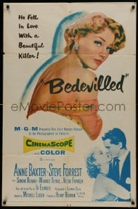 2f087 BEDEVILLED 1sh 1955 Steve Forrest fell in love with beautiful blue-eyed killer Anne Baxter!