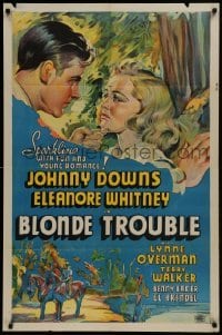2f109 BLONDE TROUBLE Other Company 1sh 1937 different art of Eleanore Whitney & Johnny Downs!
