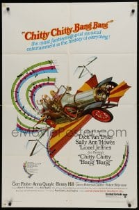 2f161 CHITTY CHITTY BANG BANG 1sh 1969 Dick Van Dyke, Sally Ann Howes, art of flying car!