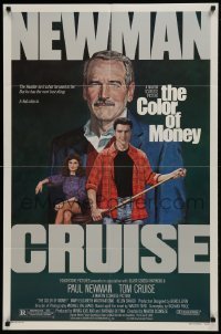 2f179 COLOR OF MONEY 1sh 1986 Robert Tanenbaum art of Paul Newman & Tom Cruise playing pool!