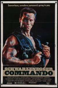 2f182 COMMANDO 1sh 1985 Arnold Schwarzenegger is going to make someone pay!