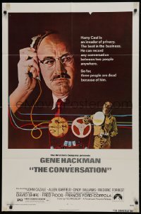 2f186 CONVERSATION 1sh 1974 art of Gene Hackman by Bernard D'Andrea, Francis Ford Coppola directed