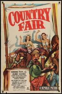 2f193 COUNTRY FAIR 1sh R1951 Eddie Foy Jr, June Clyde, political scandal, cool artwork!