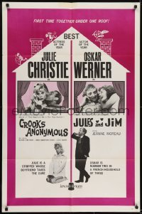 2f202 CROOKS ANONYMOUS/JULES & JIM 1sh 1966 Francois Truffaut, romantic double bill!