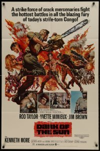 2f210 DARK OF THE SUN 1sh 1968 artwork of Rod Taylor charging with chainsaw by Frank McCarthy!