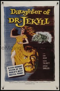 2f212 DAUGHTER OF DR JEKYLL 1sh R1965 Edgar Ulmer, bestial fiend hidden in a woman's body!