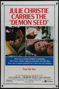 2f225 DEMON SEED style B 1sh 1977 Julie Christie is profanely violated by a demonic machine!