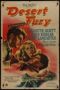 2f228 DESERT FURY 1sh 1947 art of Burt Lancaster about to punch John Hodiak, Lizabeth Scott!