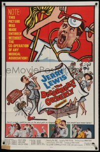 2f244 DISORDERLY ORDERLY 1sh 1965 artwork of wackiest hospital nurse Jerry Lewis!