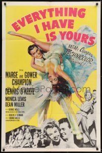 2f290 EVERYTHING I HAVE IS YOURS 1sh 1952 full-length art of Marge & Gower Champion dancing!