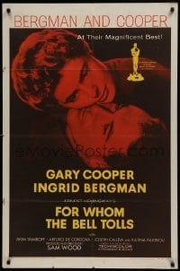 2f332 FOR WHOM THE BELL TOLLS 1sh R1957 Gary Cooper & Ingrid Bergman, Ernest Hemingway!