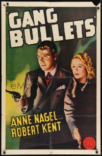 2f351 GANG BULLETS 1sh R1947 great art pretty Anne Nagel and Robert Kent with gun, rare!
