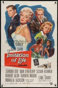 2f451 IMITATION OF LIFE 1sh 1959 Reynold Brown art, sexy Lana Turner, Sandra Dee, Fannie Hurst