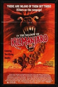 2f452 IN THE SHADOW OF KILIMANJARO 1sh 1986 cool art of rampaging deadly wild baboons!