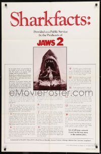 2f476 JAWS 2 1sh 1978 art of giant shark attacking girl on water by Feck + cool shark facts!