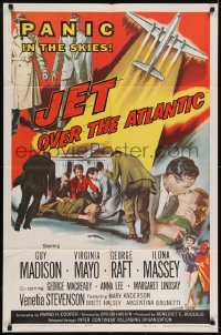 2f482 JET OVER THE ATLANTIC 1sh 1959 Guy Madison, Virginia Mayo, George Raft, panic in the skies!
