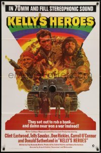 2f488 KELLY'S HEROES int'l 1sh 1970 Clint Eastwood, Telly Savalas, Don Rickles, Sutherland in 70MM!