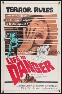2f531 LIFE IN DANGER 1sh 1964 terror rules as a mad killer on the loose rips a town apart!