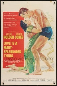 2f553 LOVE IS A MANY-SPLENDORED THING 1sh 1955 art of William Holden & Jennifer Jones!