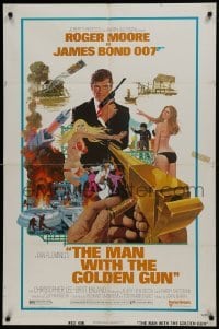 2f567 MAN WITH THE GOLDEN GUN West Hemi 1sh 1974 no-TA style, Moore as James Bond by Robert McGinnis