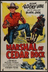 2f577 MARSHAL OF CEDAR ROCK 1sh 1953 cool art of cowboy Allan 'Rocky' Lane & Black Jack!