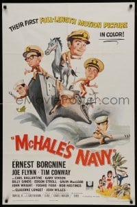 2f579 McHALE'S NAVY 1sh 1964 great artwork of Ernest Borgnine, Tim Conway & cast on ship!