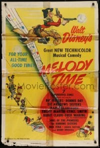 2f584 MELODY TIME style A 1sh 1948 Walt Disney, cool cartoon art of Donald Duck, Little Toot & more