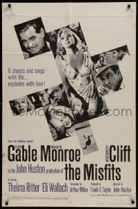 2f594 MISFITS 1sh 1961 sexy Marilyn Monroe, Clark Gable, Montgomery Clift, John Huston directed