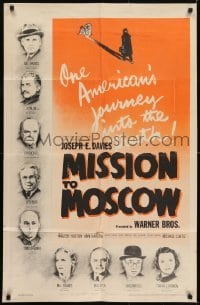 2f596 MISSION TO MOSCOW 1sh 1943 Walter Huston, one American's journey into the truth!