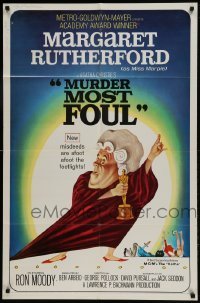 2f614 MURDER MOST FOUL 1sh 1964 art of Margaret Rutherford by Tom Jung, Agatha Christie!