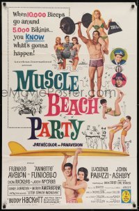 2f615 MUSCLE BEACH PARTY 1sh 1964 Frankie & Annette, 10,000 biceps & 5,000 bikinis!
