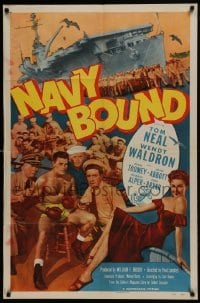 2f626 NAVY BOUND 1sh 1951 boxing Navy sailor Tom Neal, sexy Wendy Waldron!