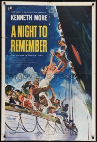 2f640 NIGHT TO REMEMBER 1sh 1959 English Titanic biography, John Floherty Jr. art of tragedy!