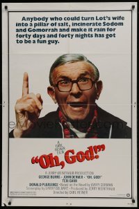 2f649 OH GOD 1sh 1977 directed by Carl Reiner, great super close up of wacky George Burns!