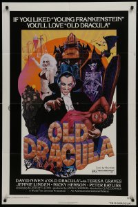 2f651 OLD DRACULA 1sh 1975 Vampira, David Niven as Dracula, Clive Donner, wacky horror art!