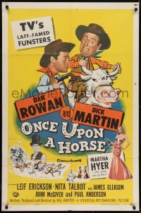 2f658 ONCE UPON A HORSE 1sh 1958 great wacky cartoon art of Rowan & Martin, TV's funsters!