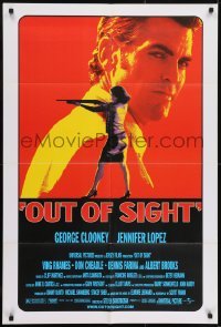 2f667 OUT OF SIGHT 1sh 1998 Steven Soderbergh, cool image of George Clooney, Jennifer Lopez!