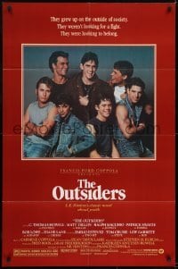 2f670 OUTSIDERS 1sh 1982 Coppola, S.E. Hinton, Howell, Dillon, Macchio, image of top cast!