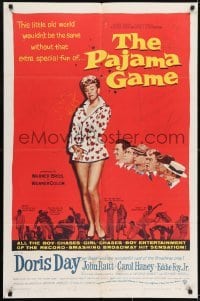 2f672 PAJAMA GAME 1sh 1957 sexy full-length image of Doris Day, who chases boys!