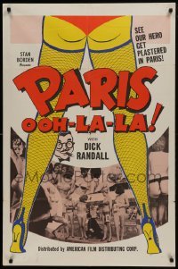 2f680 PARIS OOH-LA-LA 1sh 1963 sexy cabaret girls, see our hero get plastered in Paris!