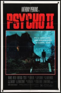 2f711 PSYCHO II 1sh 1983 Anthony Perkins as Norman Bates, cool creepy image of classic house!