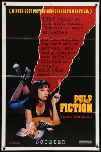 2f713 PULP FICTION teaser 1sh 1994 Quentin Tarantino, close up of sexy Uma Thurman smoking!
