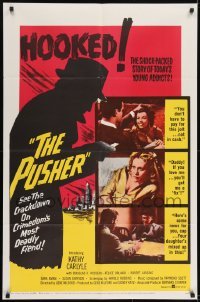 2f716 PUSHER 1sh 1959 Carlyle, Harold Robbins early drug movie, with wildly suggestive image!