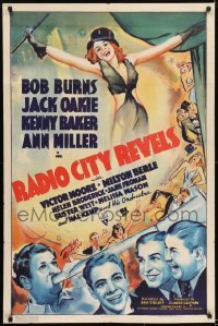 2f722 RADIO CITY REVELS 1sh 1938 art of Bob Burns, Jack Oakie, Kenny Baker & sexy Ann Miller by Bela!