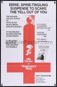 2f749 ROSEMARY'S BABY 1sh 1968 Roman Polanski, Mia Farrow, different upside-down cross!